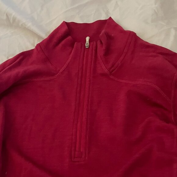 SMARTWOOL Merino Wool Base Layer 1/4 Zip Top Womens Red Long Sleeve, Size L - Picture 2 of 8